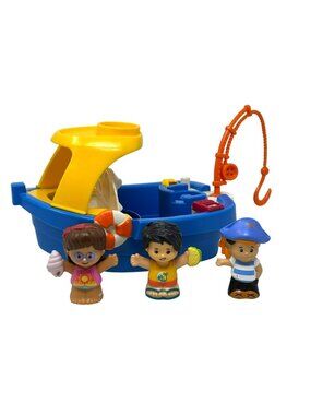 FISHER-PRICE Little People Floaty Fishing Boat 3 Figures Lifesavers Tub Toy Pool